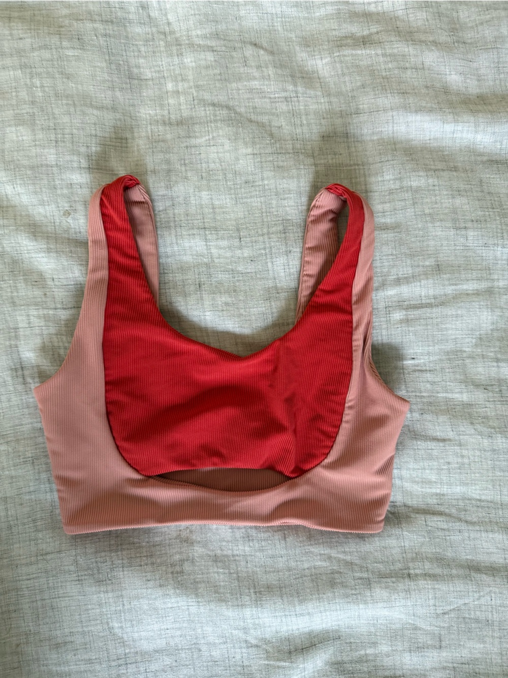 Beach Riot Pink and Red Scoop Bralette